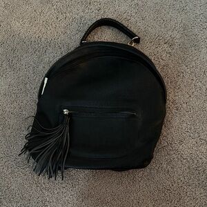 Elegant Black Backpack with Tassel
